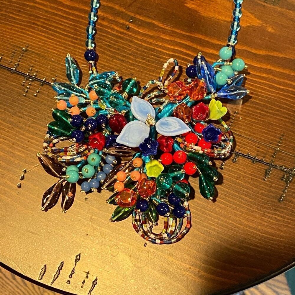 Garden Masterpiece Murano Glass Bib Necklace Valentina & Alessandra - Picture 3 of 8